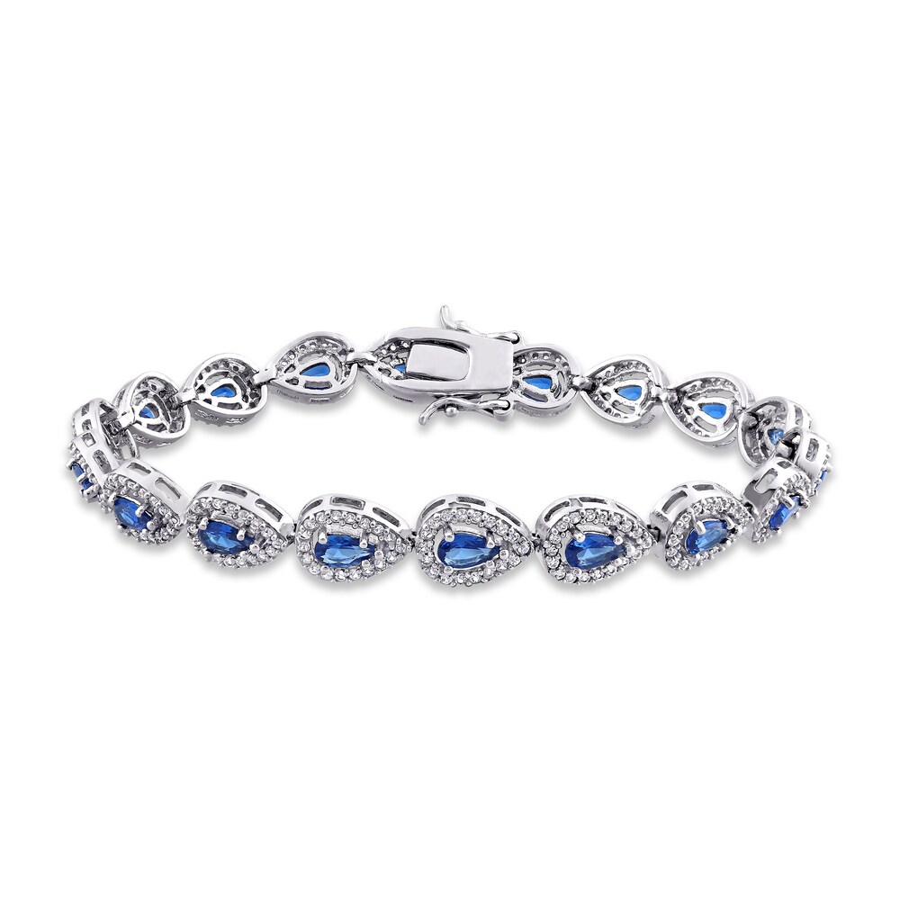 Lab-Created Blue Sapphire & Lab-Created White Sapphire Tennis Bracelet Sterling Silver xcEfncNX