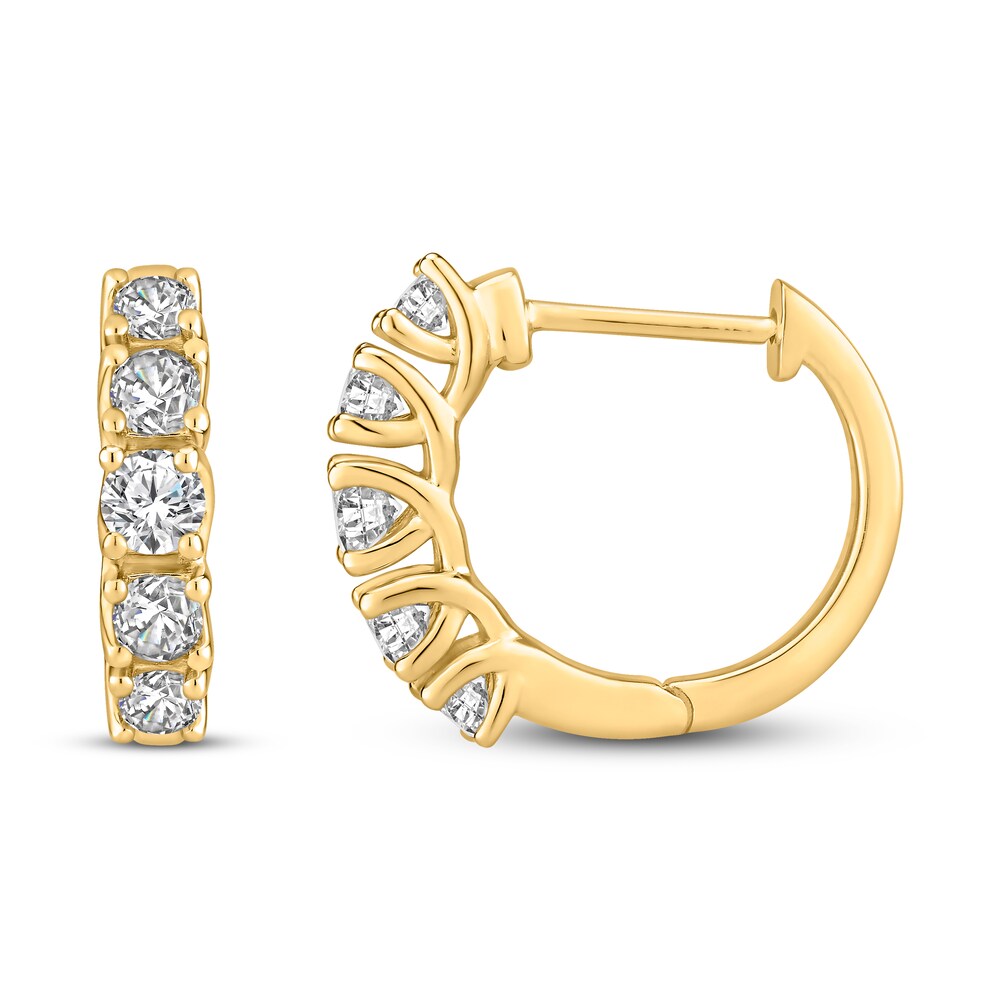 Hearts Desire Diamond Hoop Earrings 1 ct tw Round 18K Yellow Gold xfNgAatO