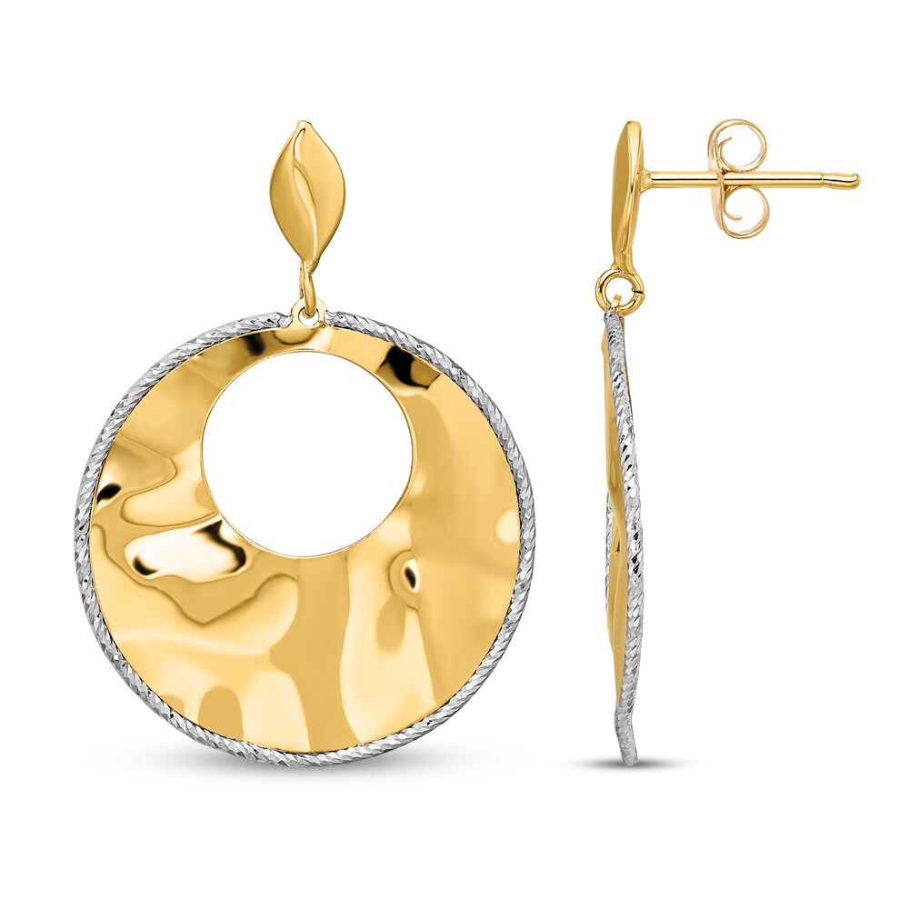 Textured Post Dangle Earrings 14K Two-Tone Gold xnfBQ0jq