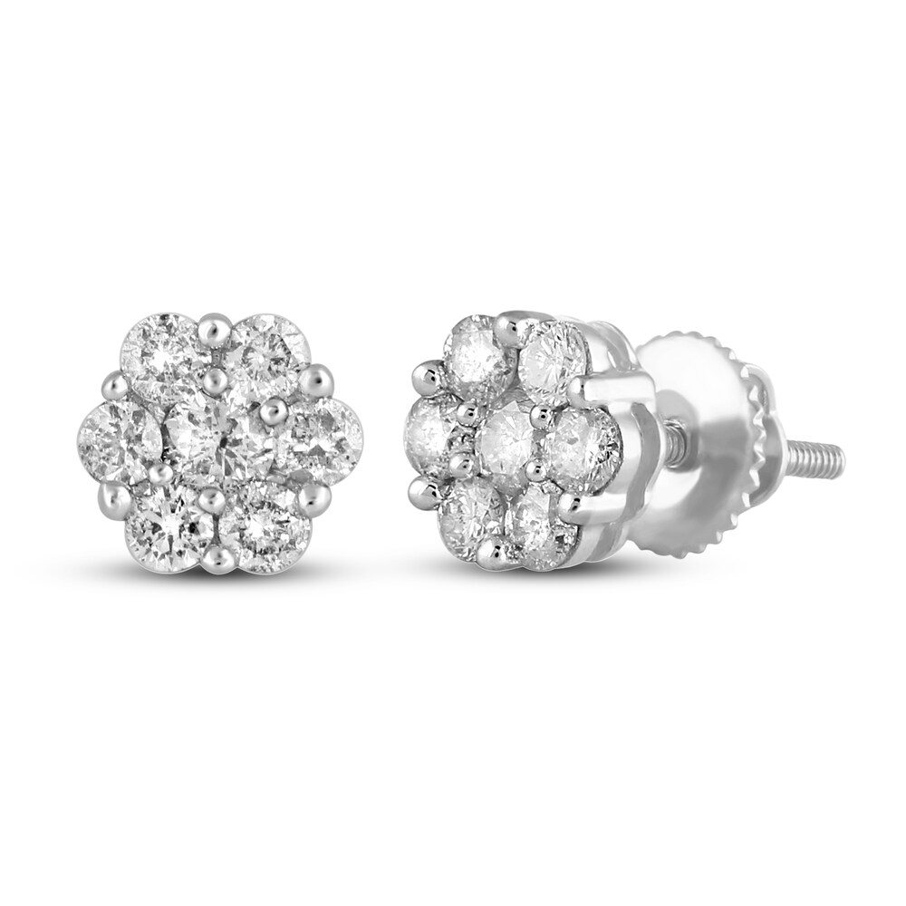 Diamond Stud Earrings 1 ct tw Round 14K White Gold xt6aNvjP