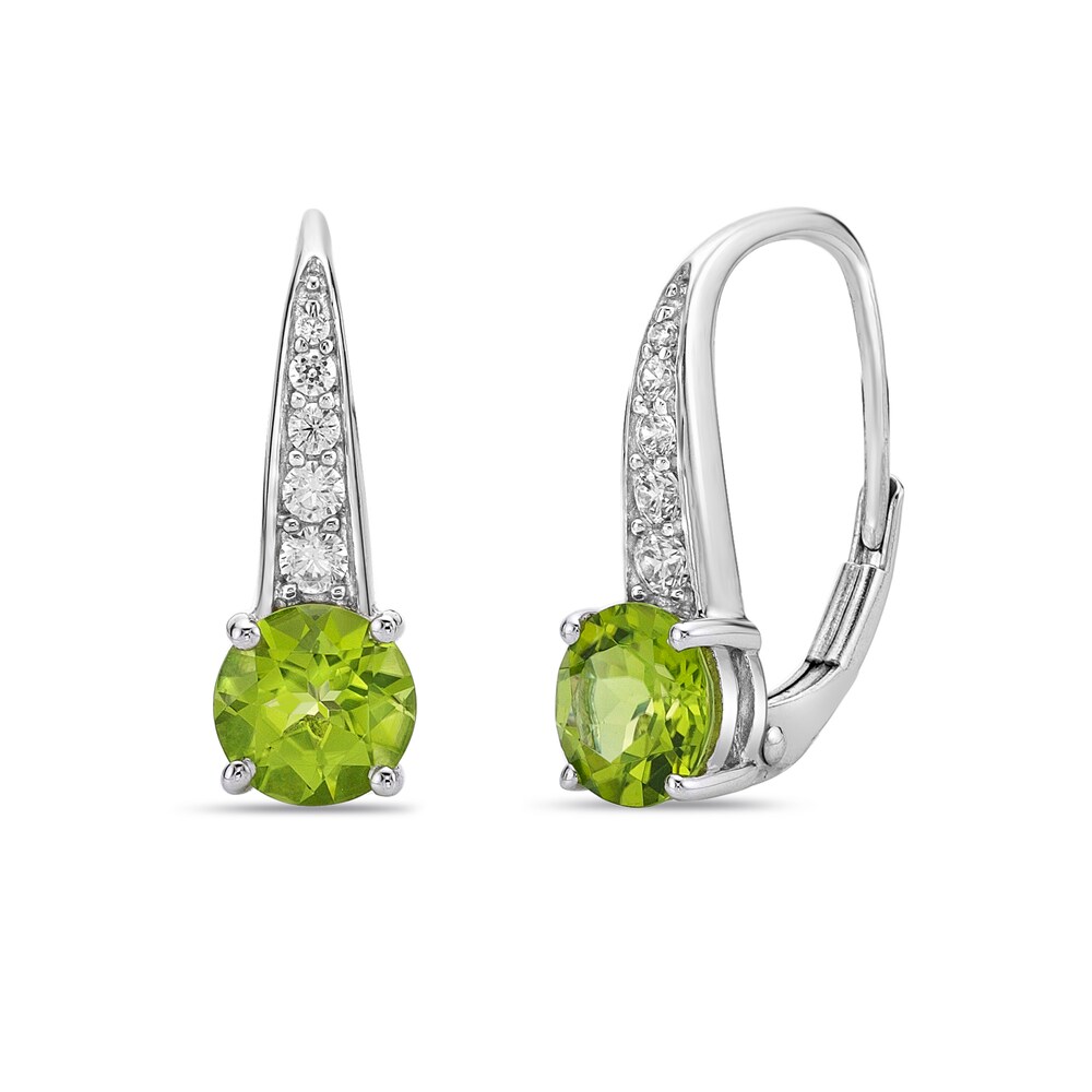 Natural Peridot Earrings 1/5 ct tw Diamonds 10K White Gold xvz7PGZ8