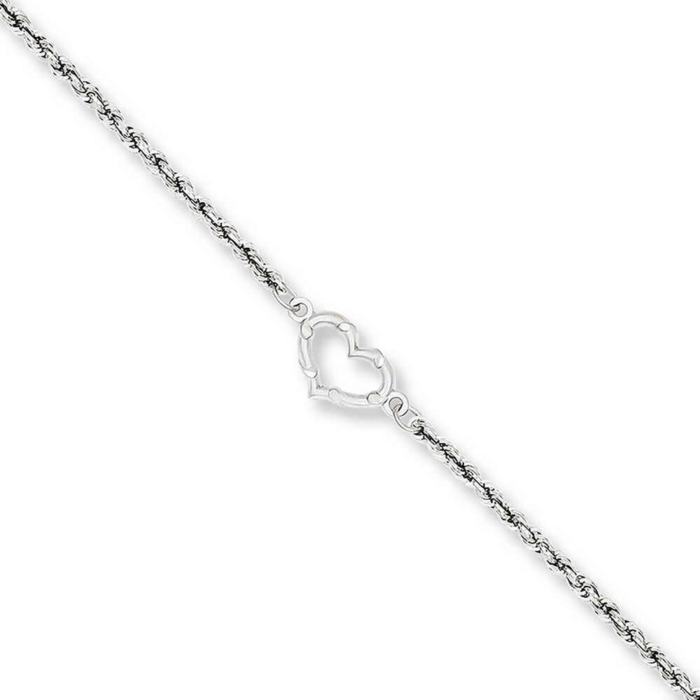 Heart Anklet 14K White Gold xw2BAZ5d