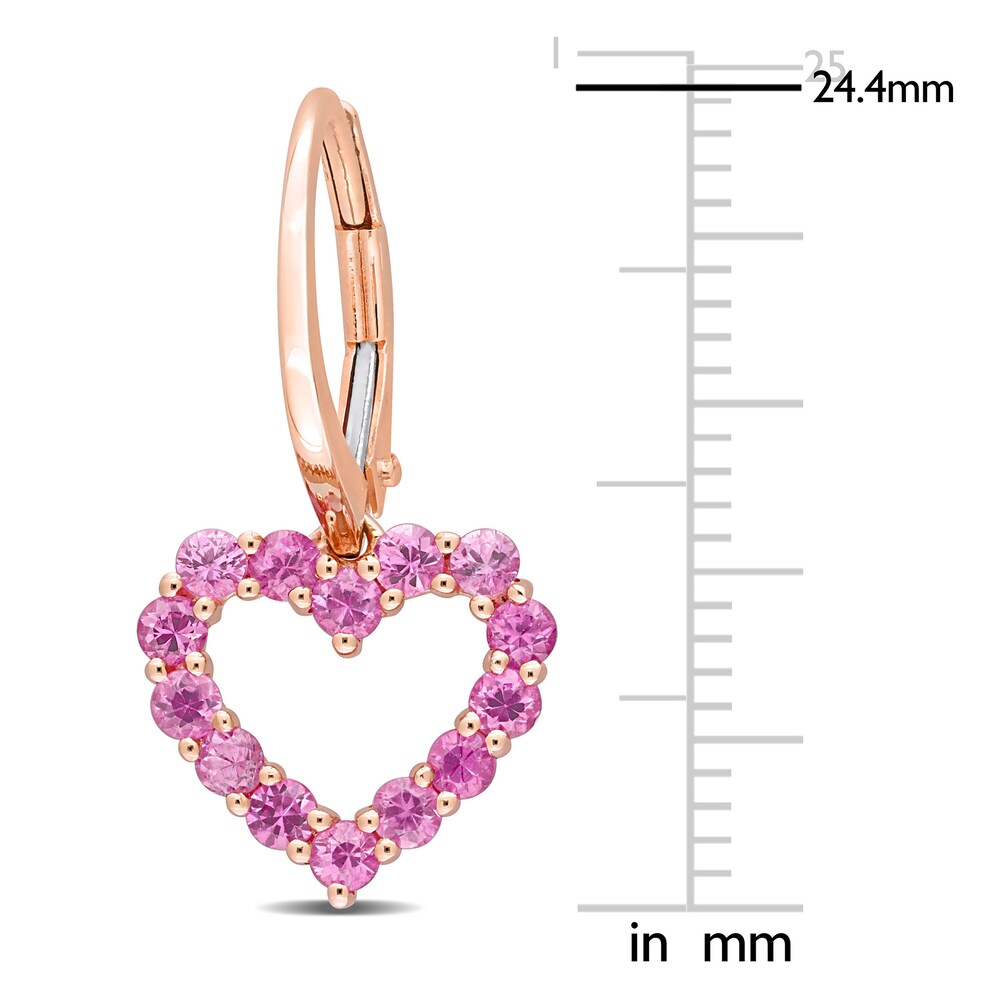 Natural Pink Sapphire Heart Dangle Earrings 10K Rose Gold xycSLZkk