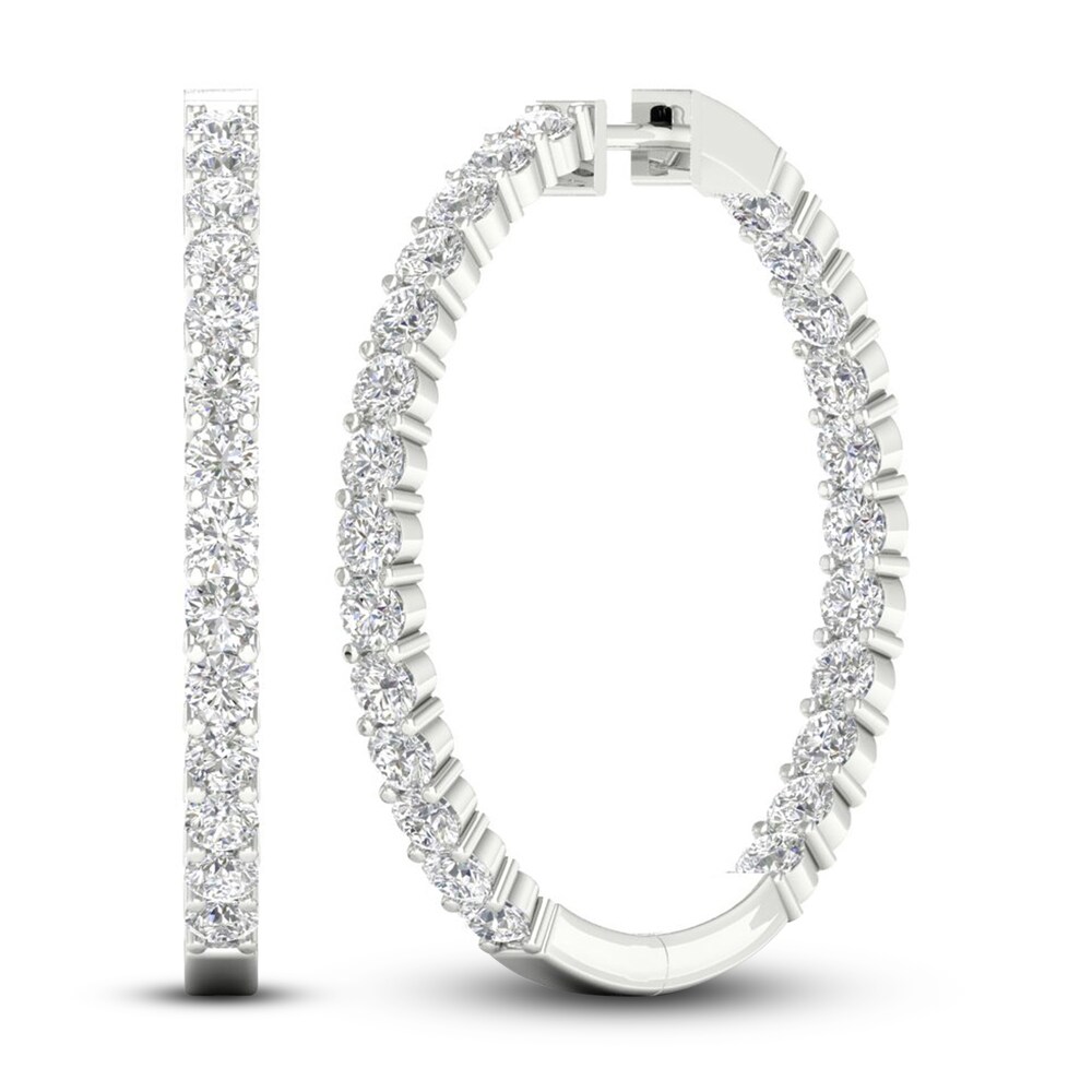 Lab-Created Diamond Hoop Earrings 5 ct tw Round 14K White Gold xzGZ4K7D