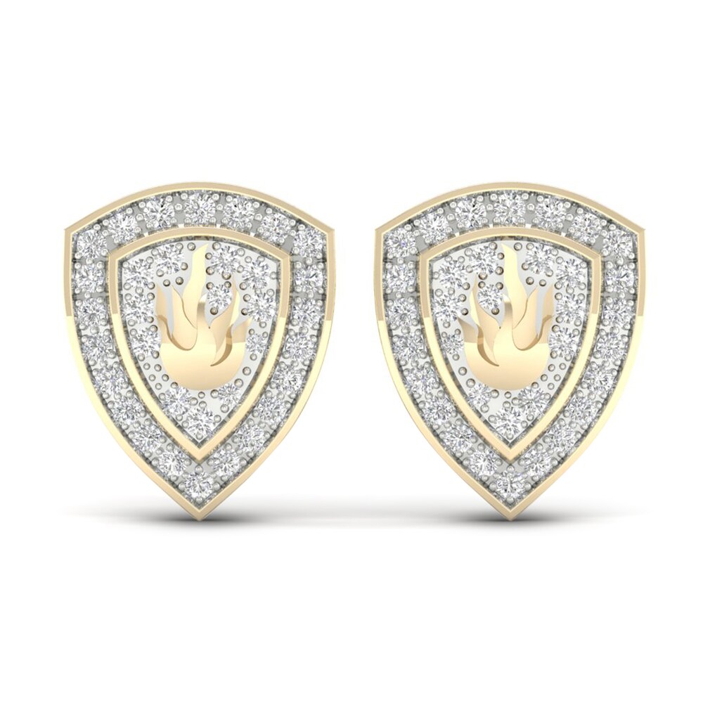 Men's Diamond Fire Stud Earrings 1/5 ct tw Round 10K Yellow Gold y3XWPdvJ