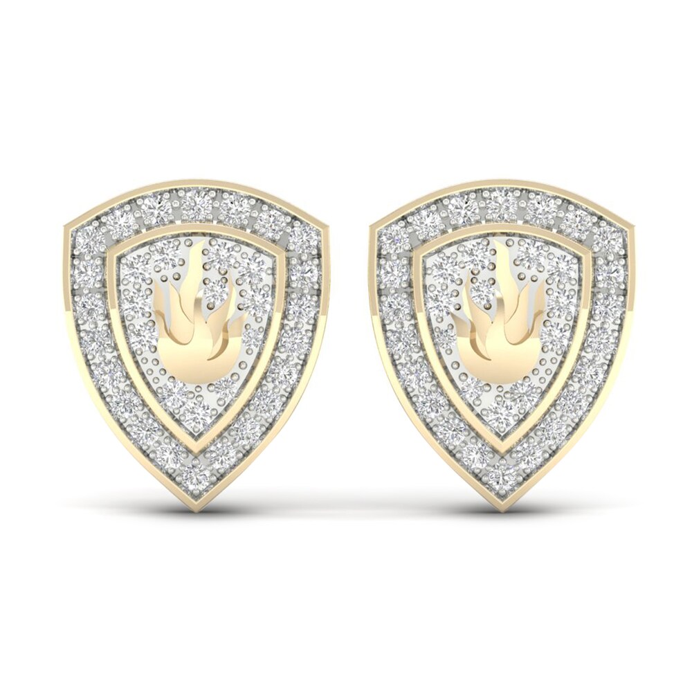 Men\'s Diamond Fire Stud Earrings 1/5 ct tw Round 10K Yellow Gold y3XWPdvJ