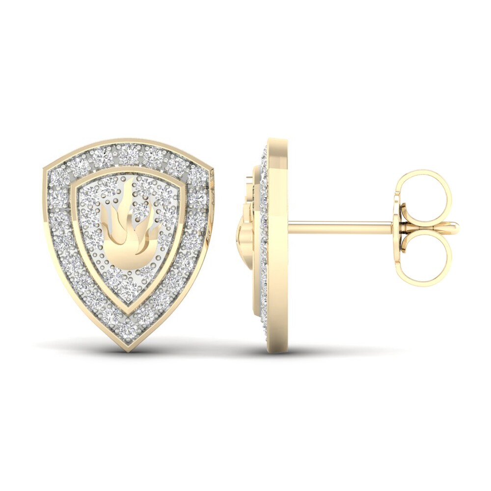 Men\'s Diamond Fire Stud Earrings 1/5 ct tw Round 10K Yellow Gold y3XWPdvJ