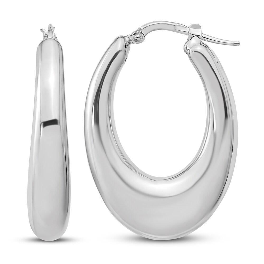 Oval Hollow Hoop Earrings Sterling Silver y5j43mt7