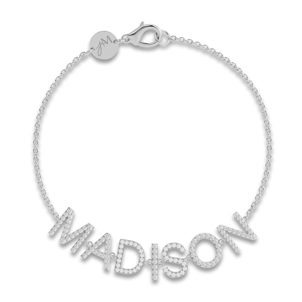 Juliette Maison Diamond Station Name Bracelet 1 ct tw Round 10K White Gold y784QGHI