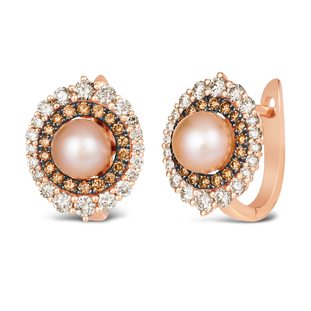 Le Vian Natural Cultured Pink Freshwater Pearl Earrings 1 ct tw Diamonds 14K Strawberry Gold yAF1ZOc6