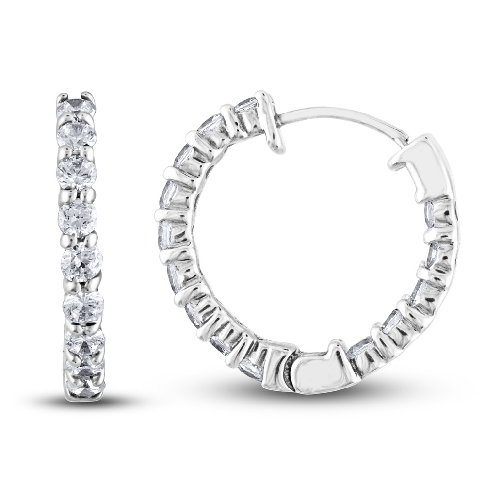 Diamond Hoop Earrings 2 ct tw Round 14K White Gold yFfuvSeD