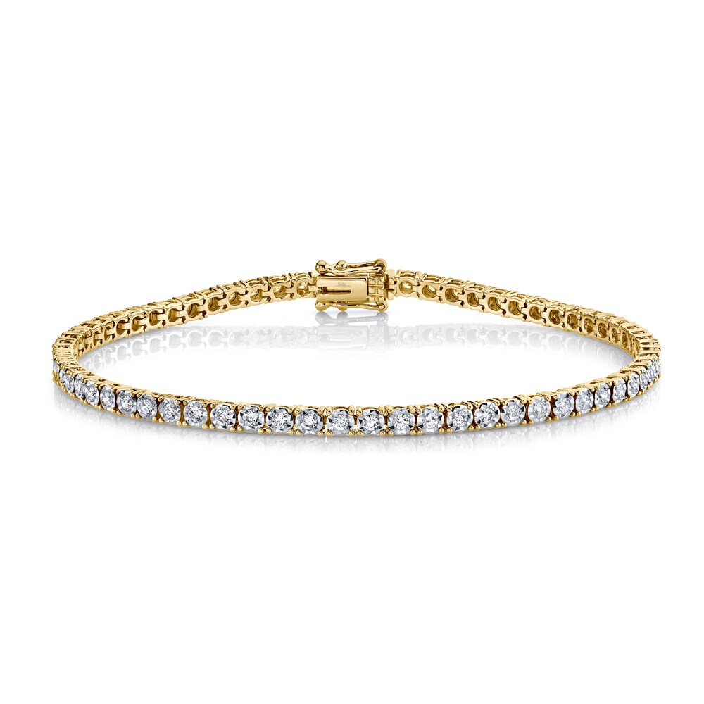 Shy Creation Diamond Tennis Bracelet 7/8 ct tw Round 14K Yellow Gold SC55002950 yGN69z4F