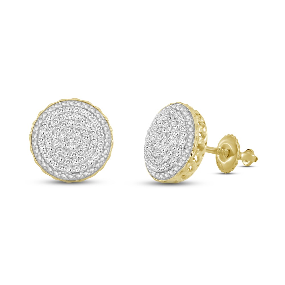 Men\'s Diamond Stud Earrings 1/6 ct tw Round 10K Yellow Gold/Rhodium yH15pXFd