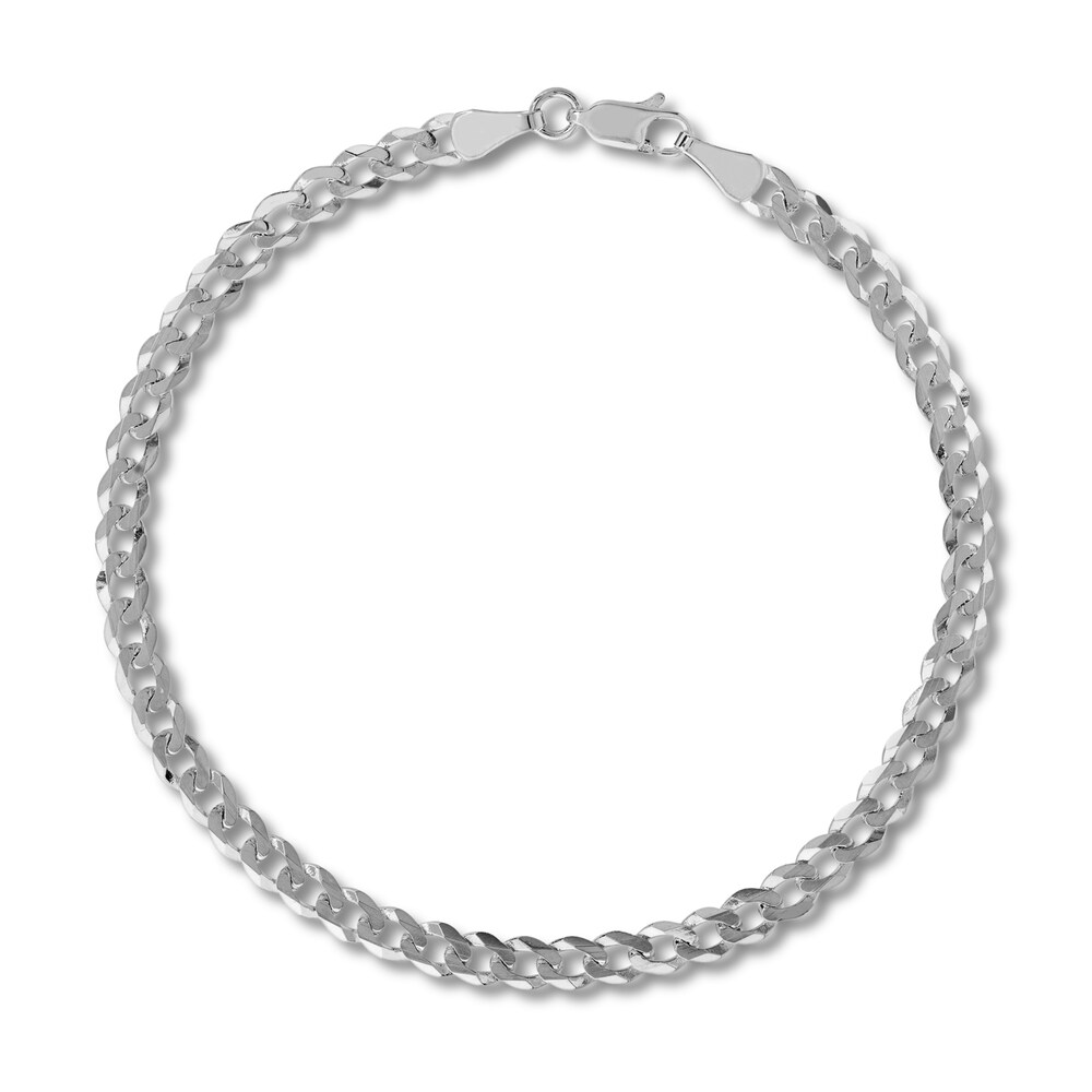 Cuban Link Chain Bracelet 14K White Gold 8" yHS94BNi