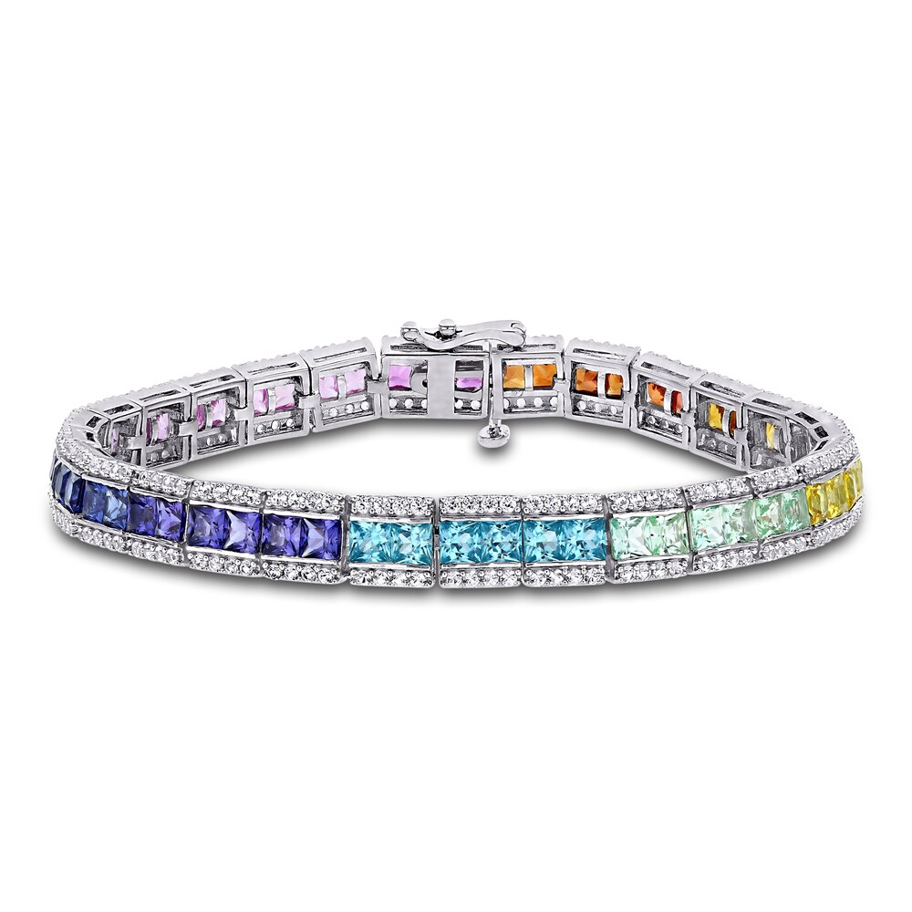 Multi-Color Lab-Created Sapphire Tennis Bracelet Sterling Silver yJ81ELBq