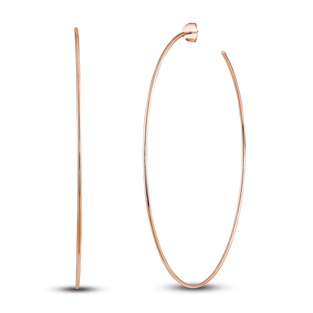 Round Wire Hoop Earrings 14K Rose Gold 75mm yNQkawaE