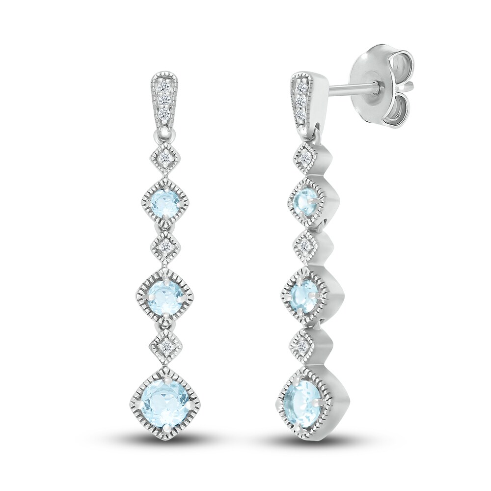 Natural Aquamarine Dangle Earrings 1/20 ct tw Diamonds Sterling Silver yaanDjOC