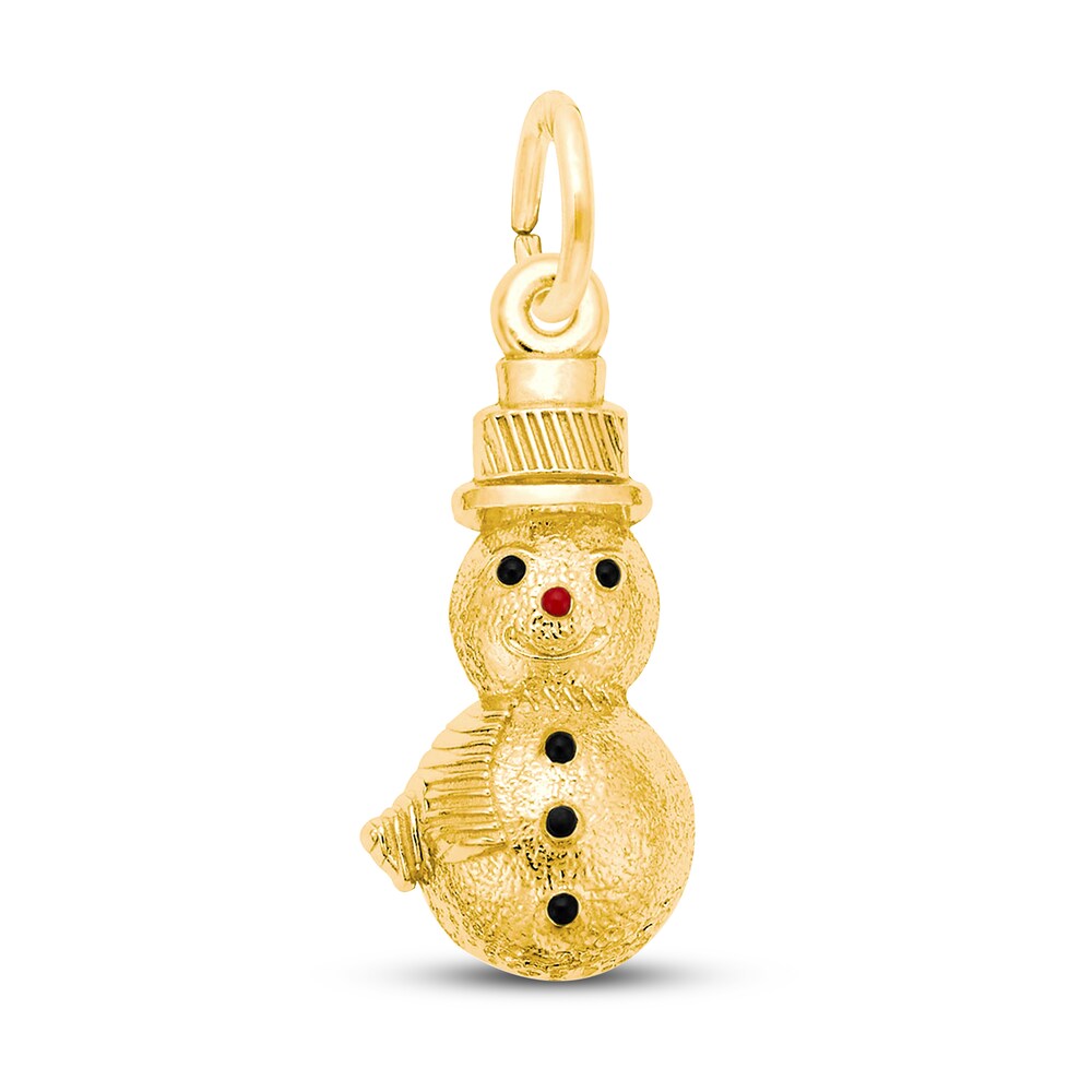 Snowman Charm Red/Black Enamel 14K Yellow Gold ycMuqZYL [ycMuqZYL]