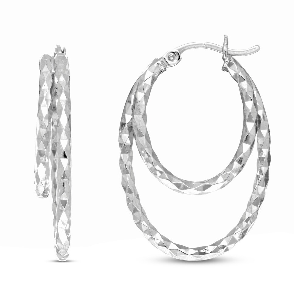 Diamond-Cut Hoop Earrings Sterling Silver ymQS8yuD