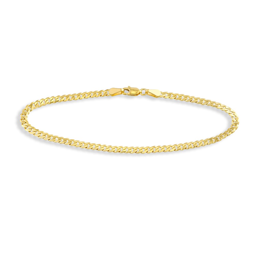 Men's Round 3.1mm Cuban Chain Bracelet 14K Yellow Gold 7.25" yoeYzzY4