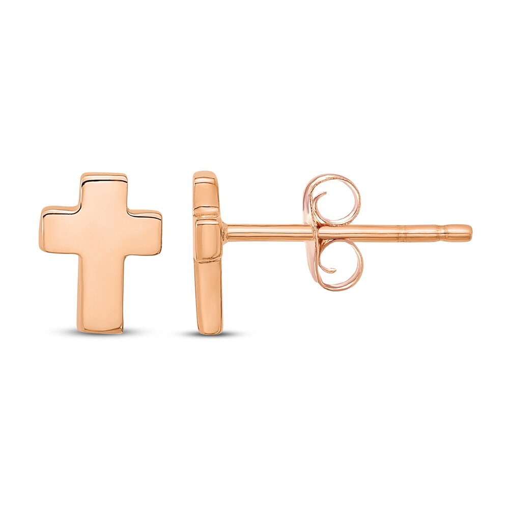 Cross Stud Earrings 14K Rose Gold yrLuW8BK