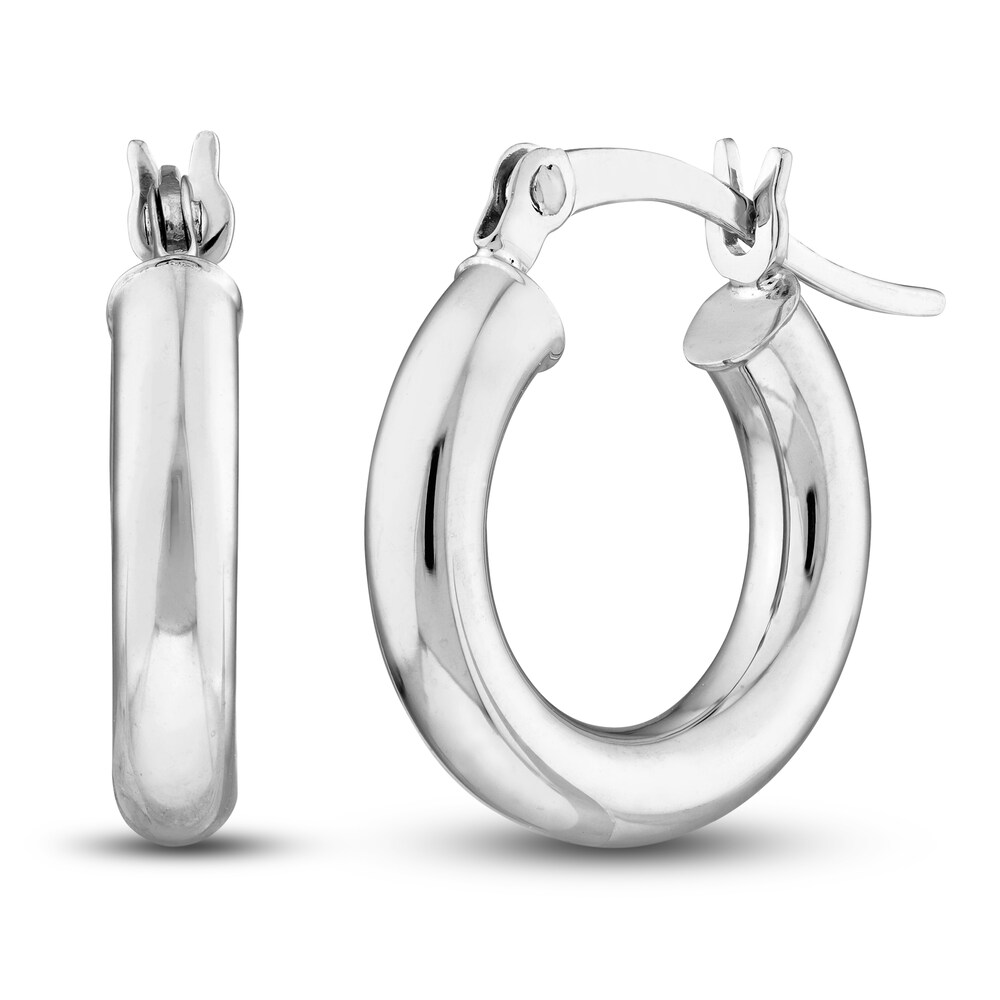 Polished Hoop Earrings 14K White Gold 15mm ywwma4Pl