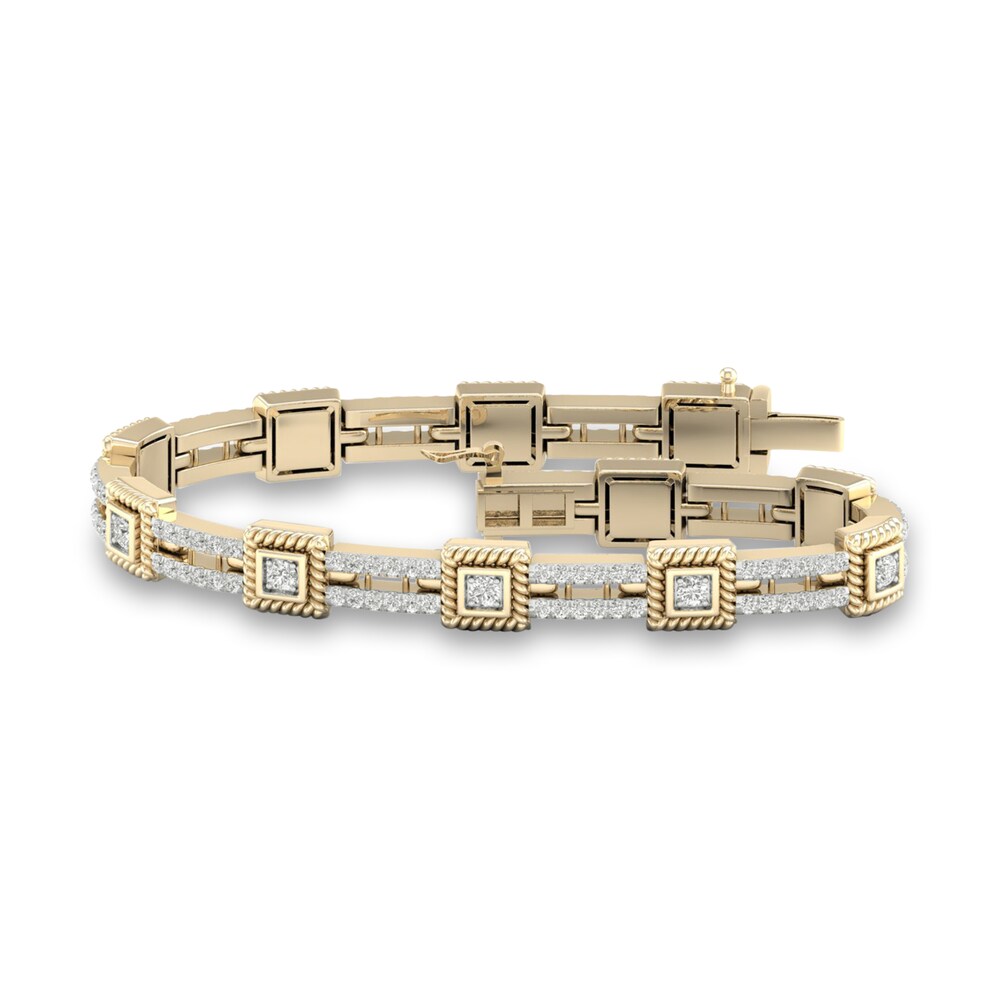 Men's Lab-Created Diamond Bracelet 3 ct tw Round 14K Yellow Gold 8.5" yzI8OfO6