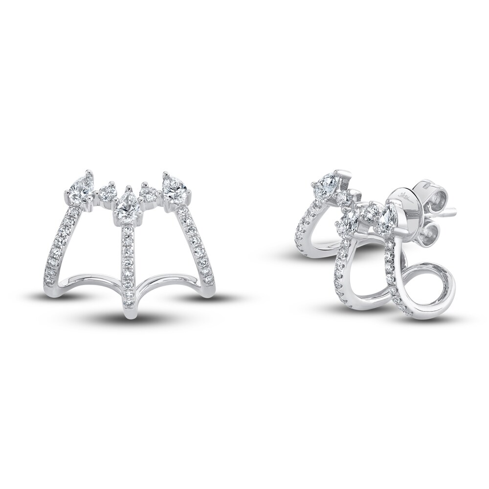 Shy Creation Diamond Cuff Earrings 1/2 ct tw Round/Pear 14K White Gold SC55020499 z5vHkzBb