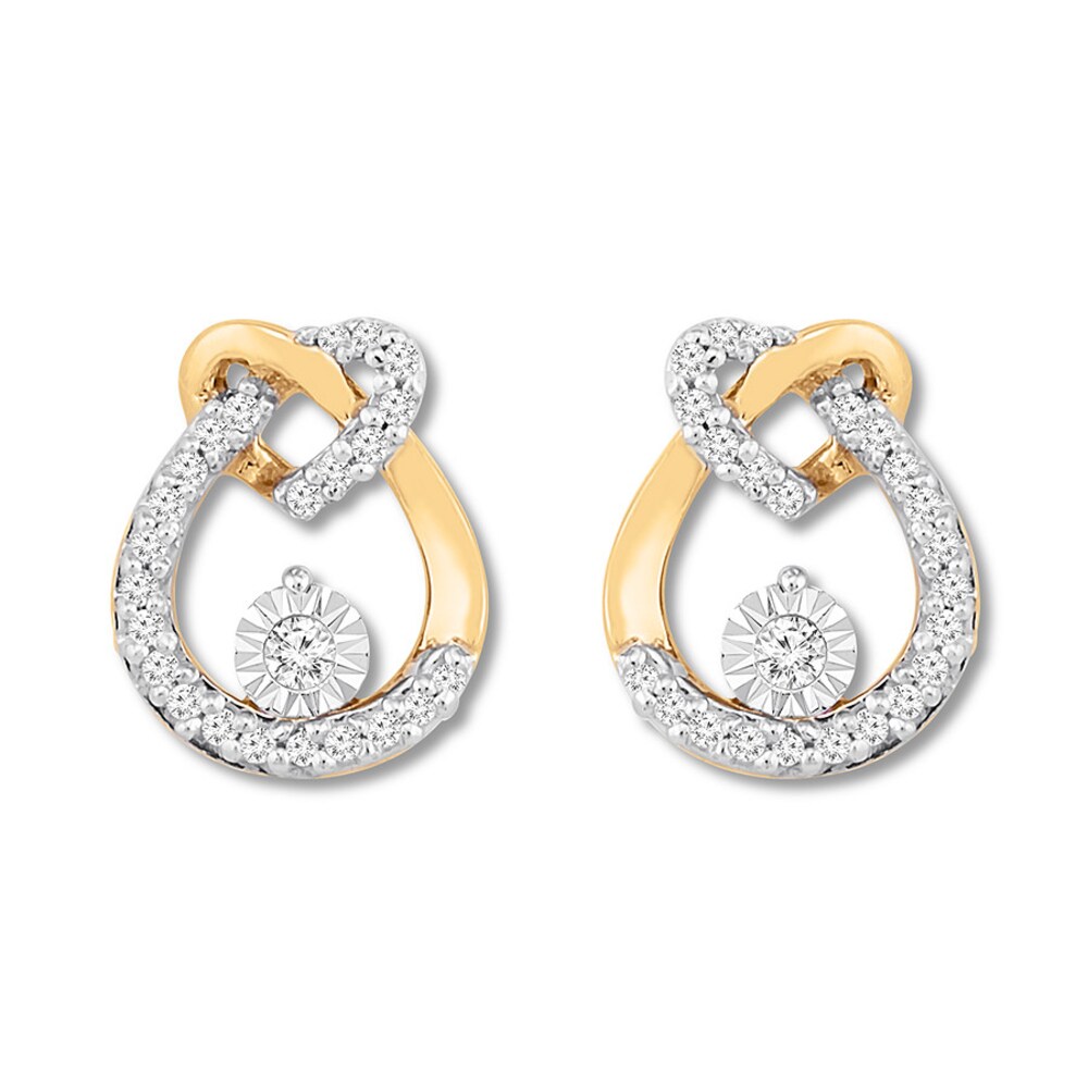 Diamond Knot Earrings 1/6 ct tw Round-cut 10K Yellow Gold z6Ylksat