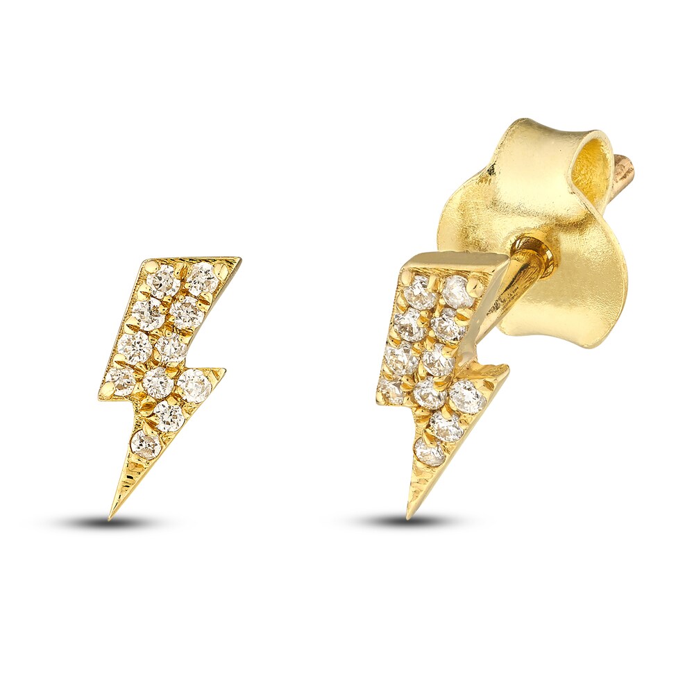 Diamond Lightning Bold Stud Earrings 1/20 ct tw Round 14K Yellow Gold zGfFM606