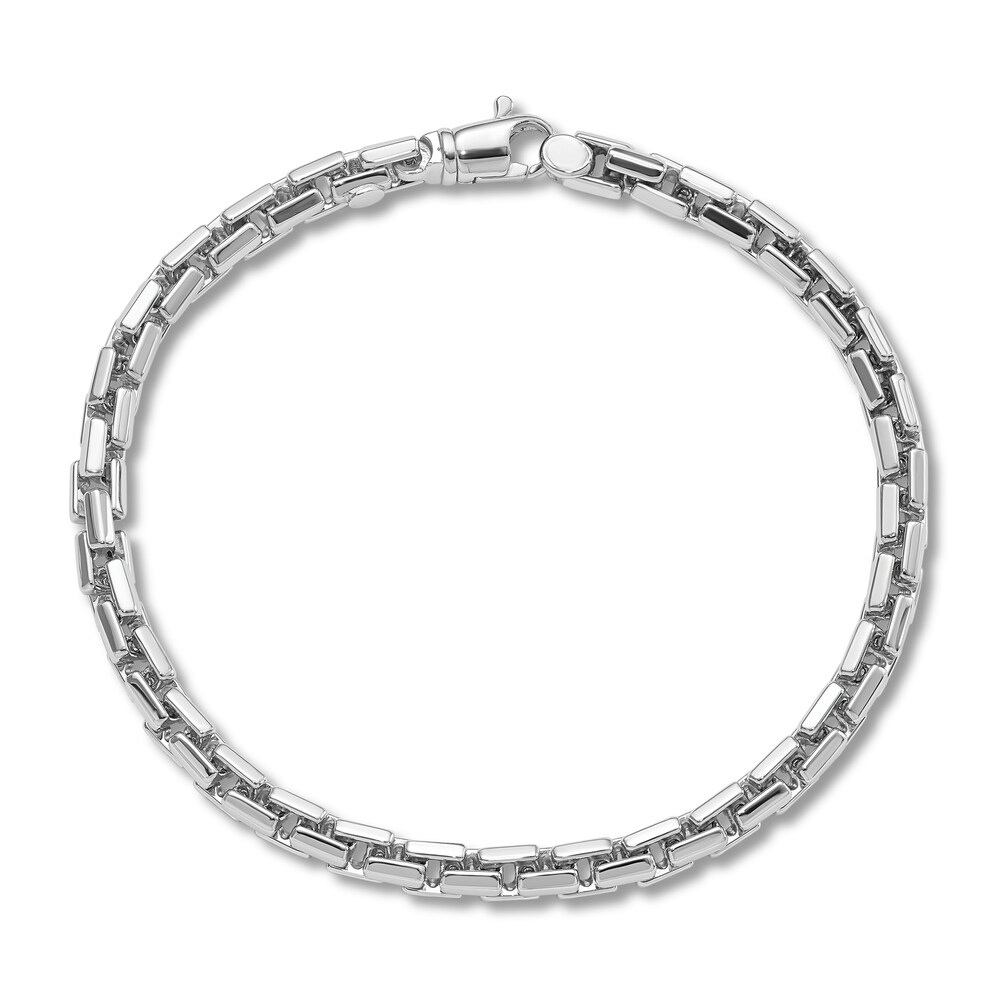 Men's Polished Chain Bracelet 14K White Gold 4.0mm 8.5" zHT5TpR8