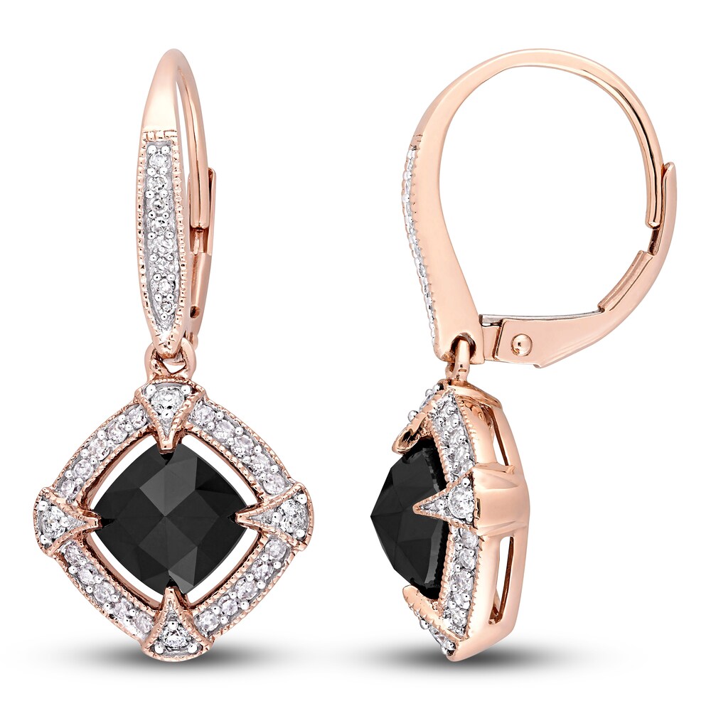 Black & White Diamond Dangle Earrings 2-3/8 ct tw Cushion/Round 10K Rose Gold zHp8tsKq