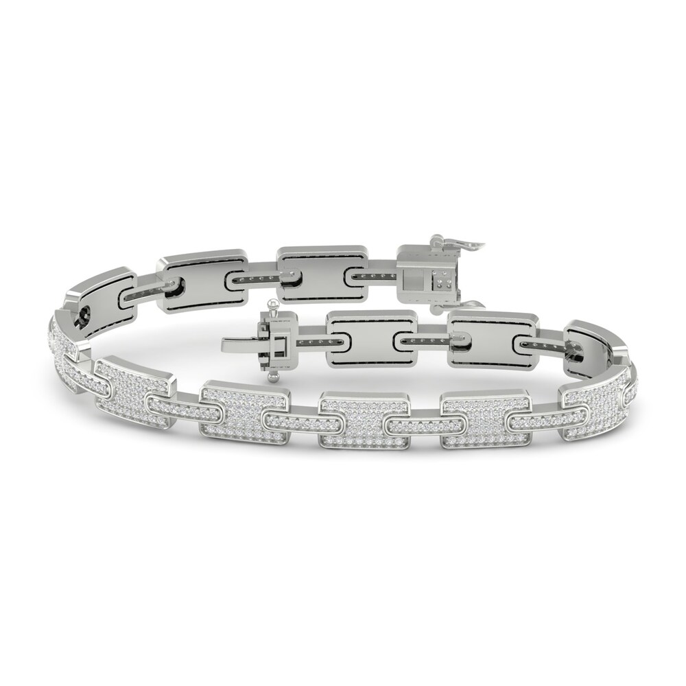 Men's Lab-Created Diamond Bracelet 3-1/2 ct tw Round 14K White Gold zI11ge4B