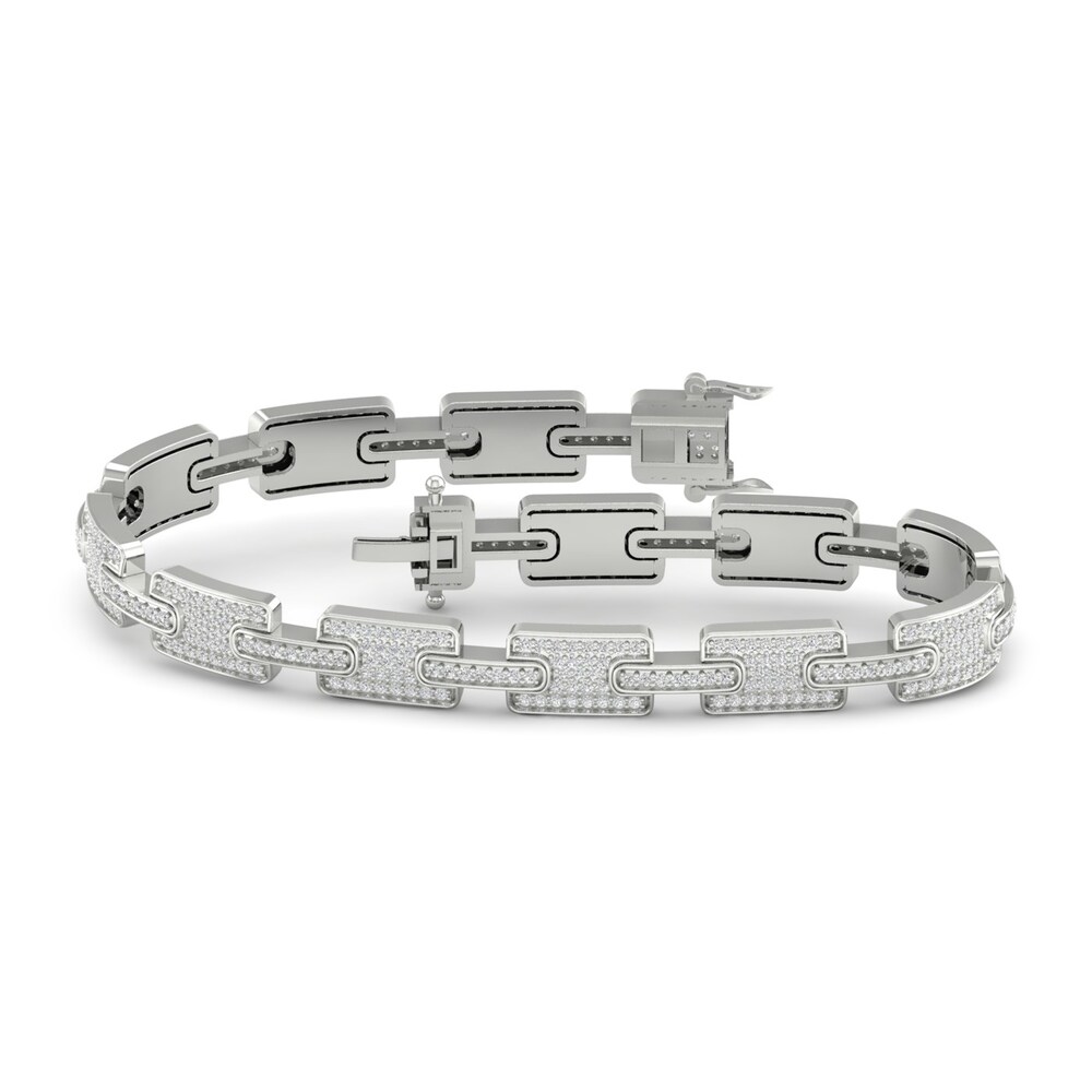 Men\'s Lab-Created Diamond Bracelet 3-1/2 ct tw Round 14K White Gold zI11ge4B