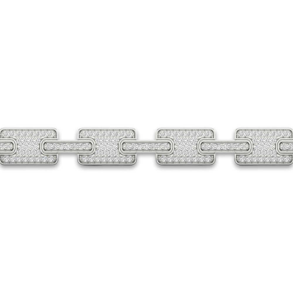 Men\'s Lab-Created Diamond Bracelet 3-1/2 ct tw Round 14K White Gold zI11ge4B