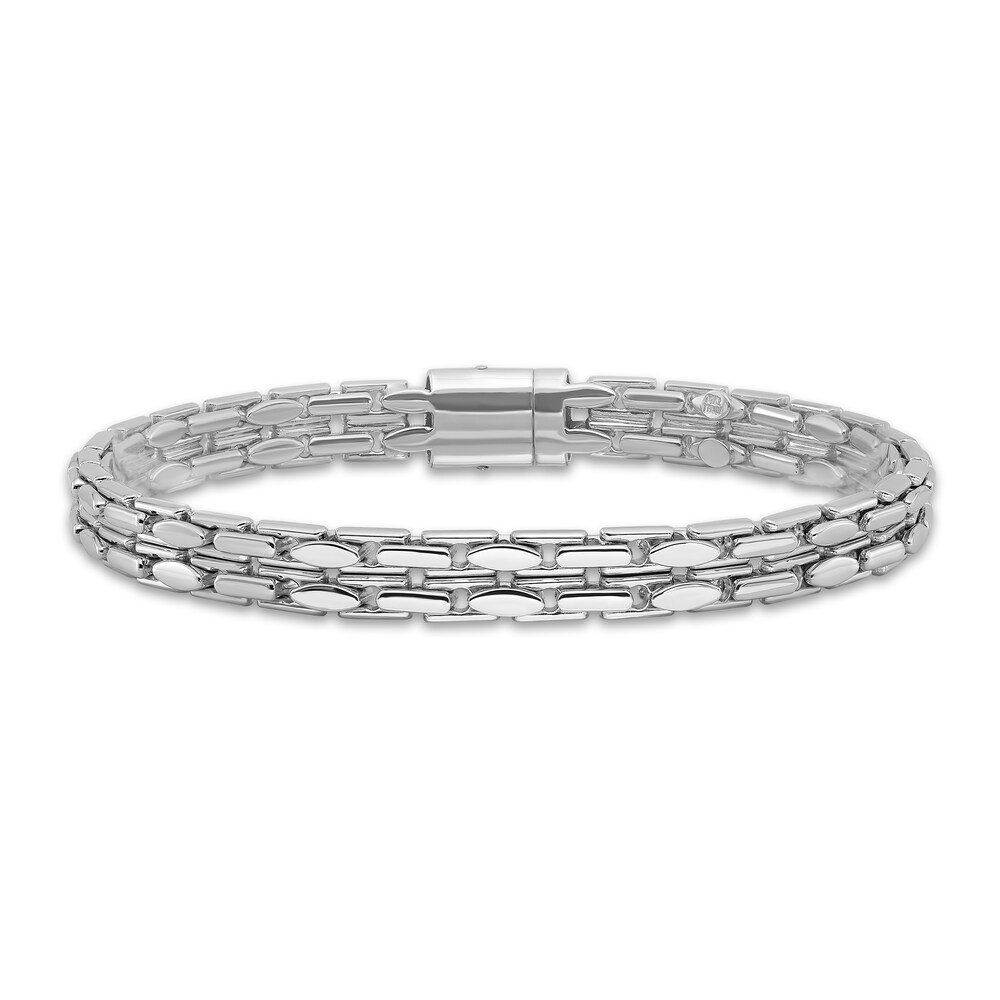 Men's Polished Chain Bracelet 14K White Gold 7.2mm 8.5" zOD1wdGm