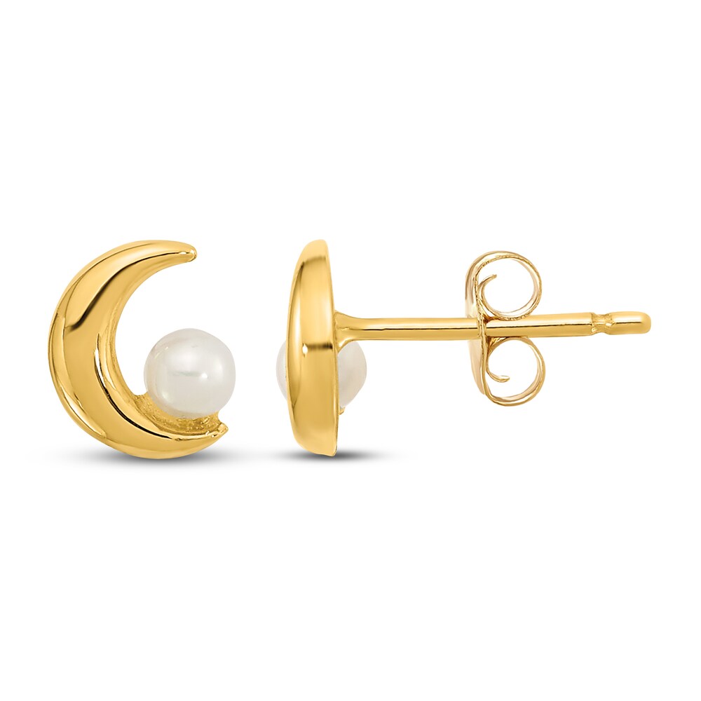 Half Moon Freshwater Cultured Pearl Stud Earrings 14K Yellow Gold zOQMpXJ8