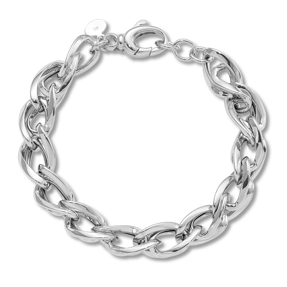 Polished Link Bracelet Sterling Silver zP6Gln3m