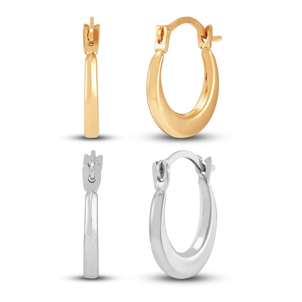 Children's Hoop Earring Set 14K White/Yellow Gold zXl460Hg