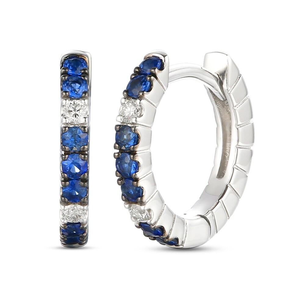 Le Vian Natural Blue Sapphire Hoop Earrings 1/20 ct tw Diamonds 14K Vanilla Gold zaKNMuFC