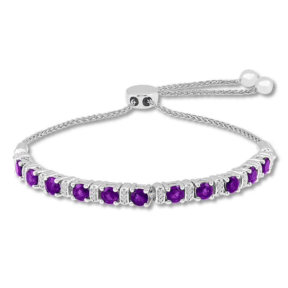 Amethyst Bolo Bracelet 1/8 ct tw Diamonds Sterling Silver ziAu6CrN