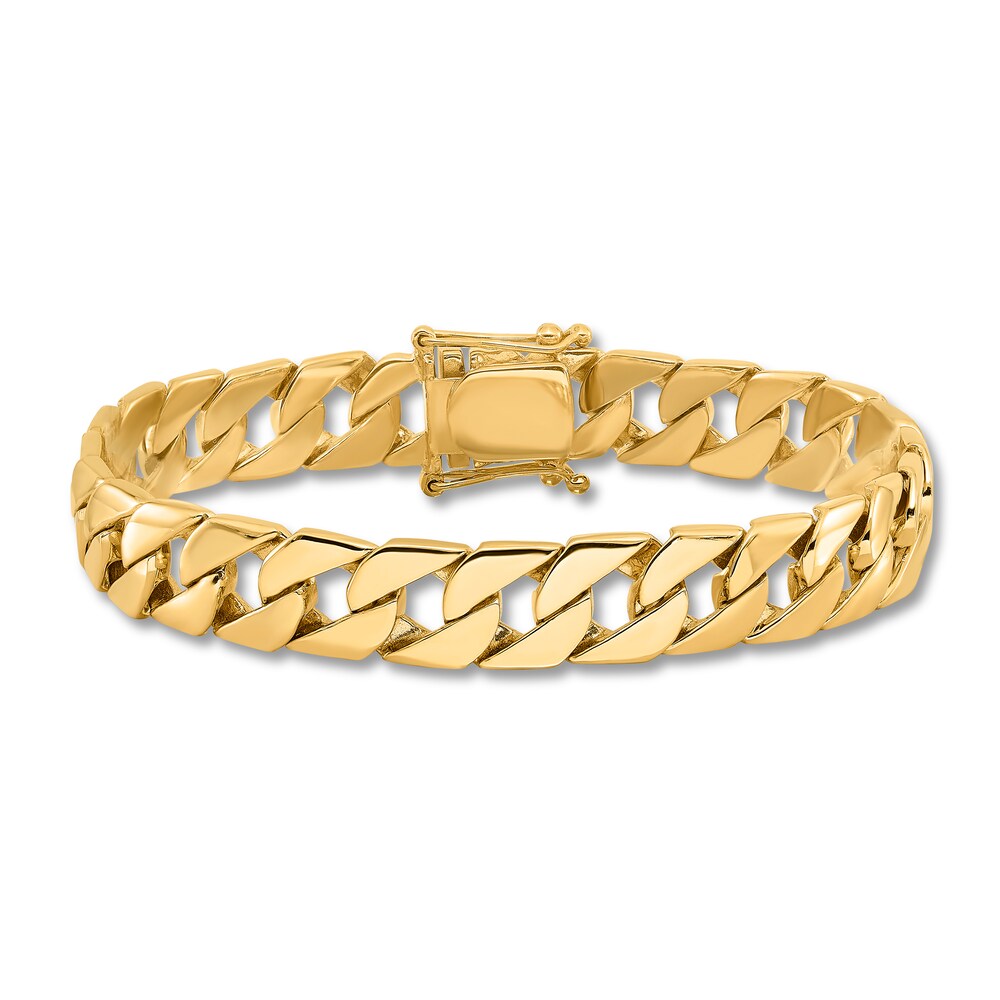 Men\'s Curb Link Bracelet 14K Yellow Gold 10.2mm 8\" ziUJVNOi
