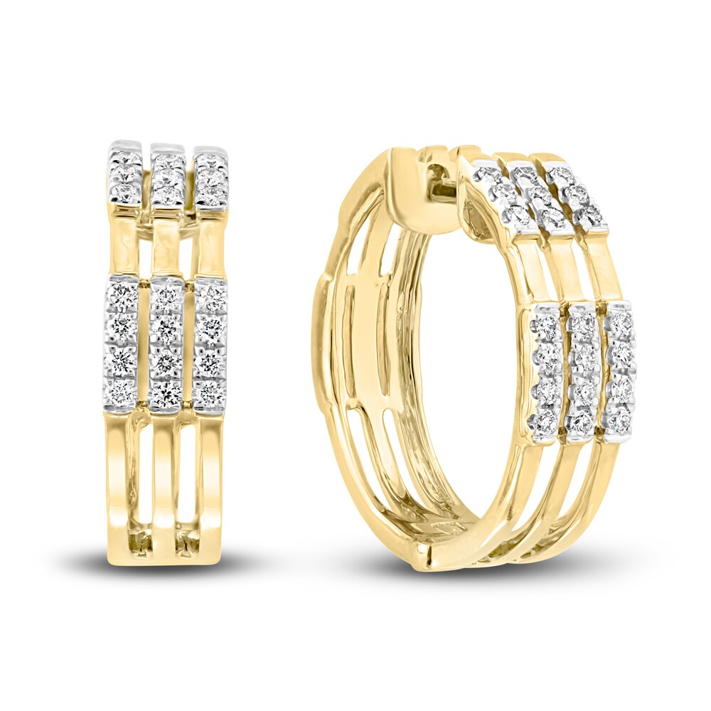 LALI Jewels Diamond Huggie Earrings 1/4 ct tw Round 14K Yellow Gold zpbCoc4i
