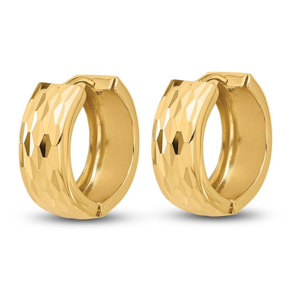 Diamond-Cut Huggie Hoop Earrings 14K Yellow Gold 1mm zqqJl7Pc