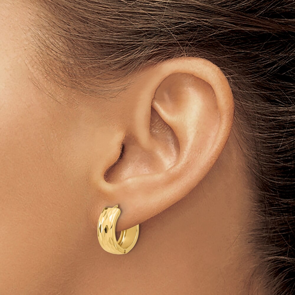 Diamond-Cut Huggie Hoop Earrings 14K Yellow Gold 1mm zqqJl7Pc