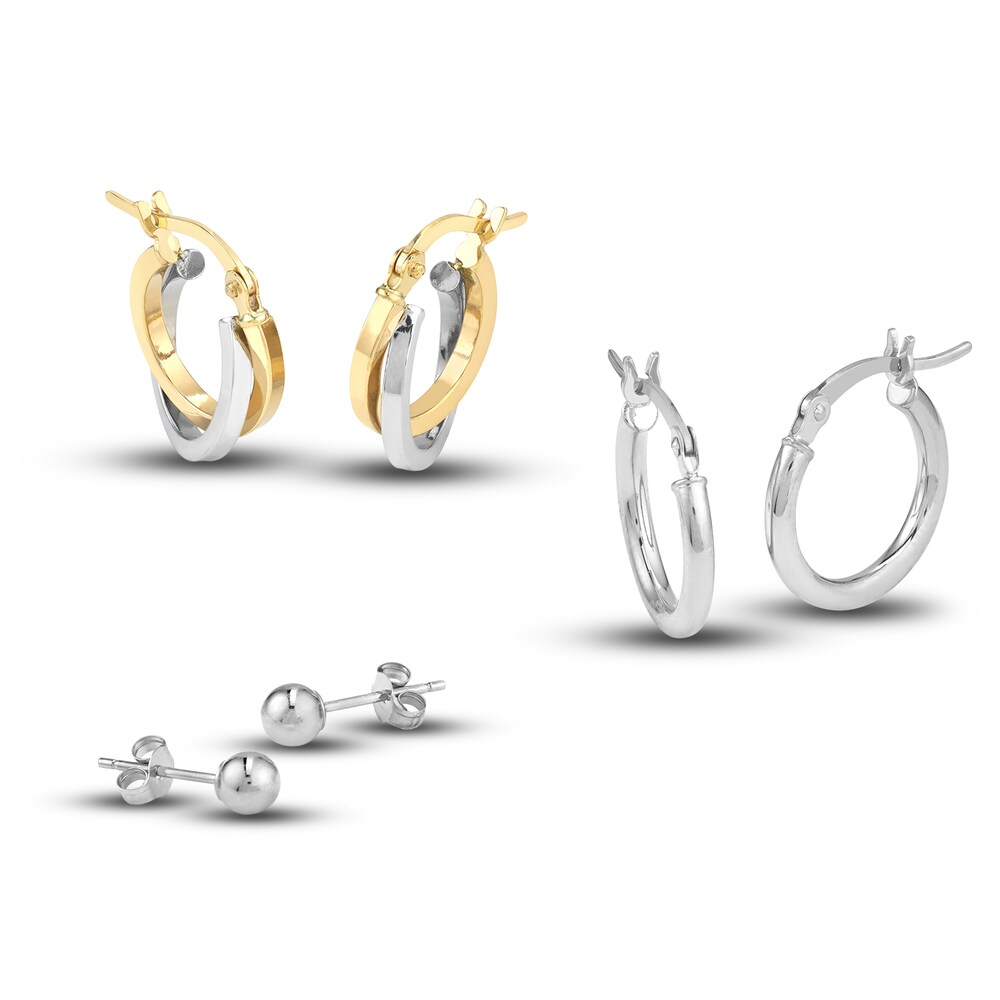 Ball and Hoop Earring Set 14K Yellow Gold zwVPdL1I