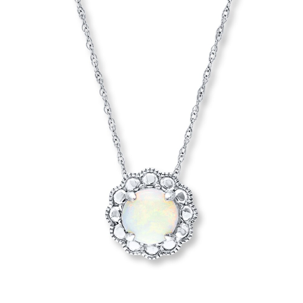 Natural Opal Necklace 10K White Gold 01hLASWN