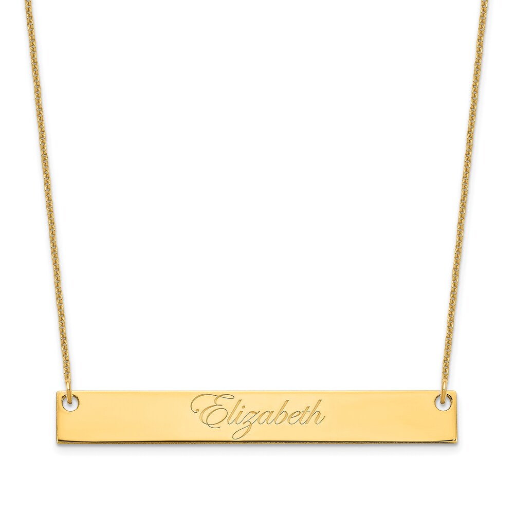Large Script Bar Necklace 14K Yellow Gold 07ITvy2r
