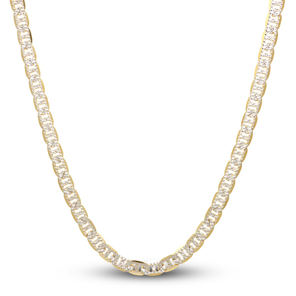 Faux Pave Mariner Chain Necklace 14K Yellow Gold 20" 5.1mm 08q48PLS