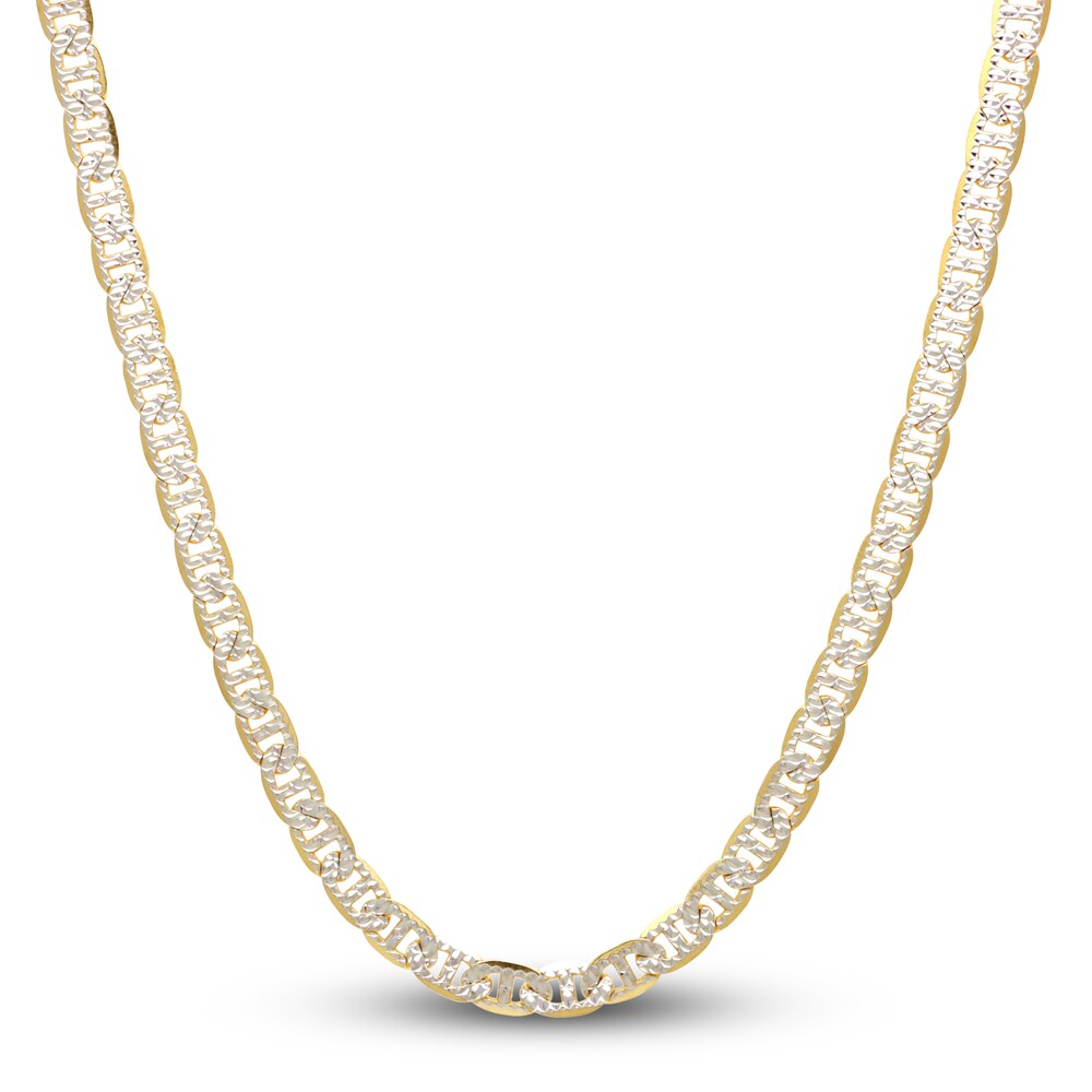 Faux Pave Mariner Chain Necklace 14K Yellow Gold 20\" 5.1mm 08q48PLS